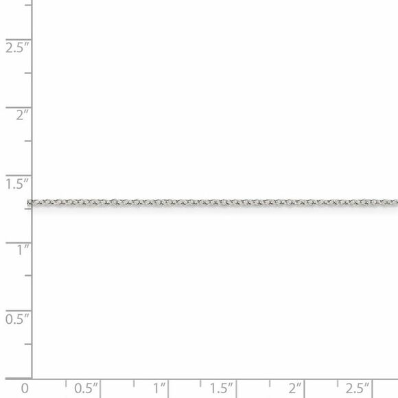 1.1mm Rhodium Plated Sterling Silver Solid Cable Chain Necklace, 18 In - Picture 3 of 6